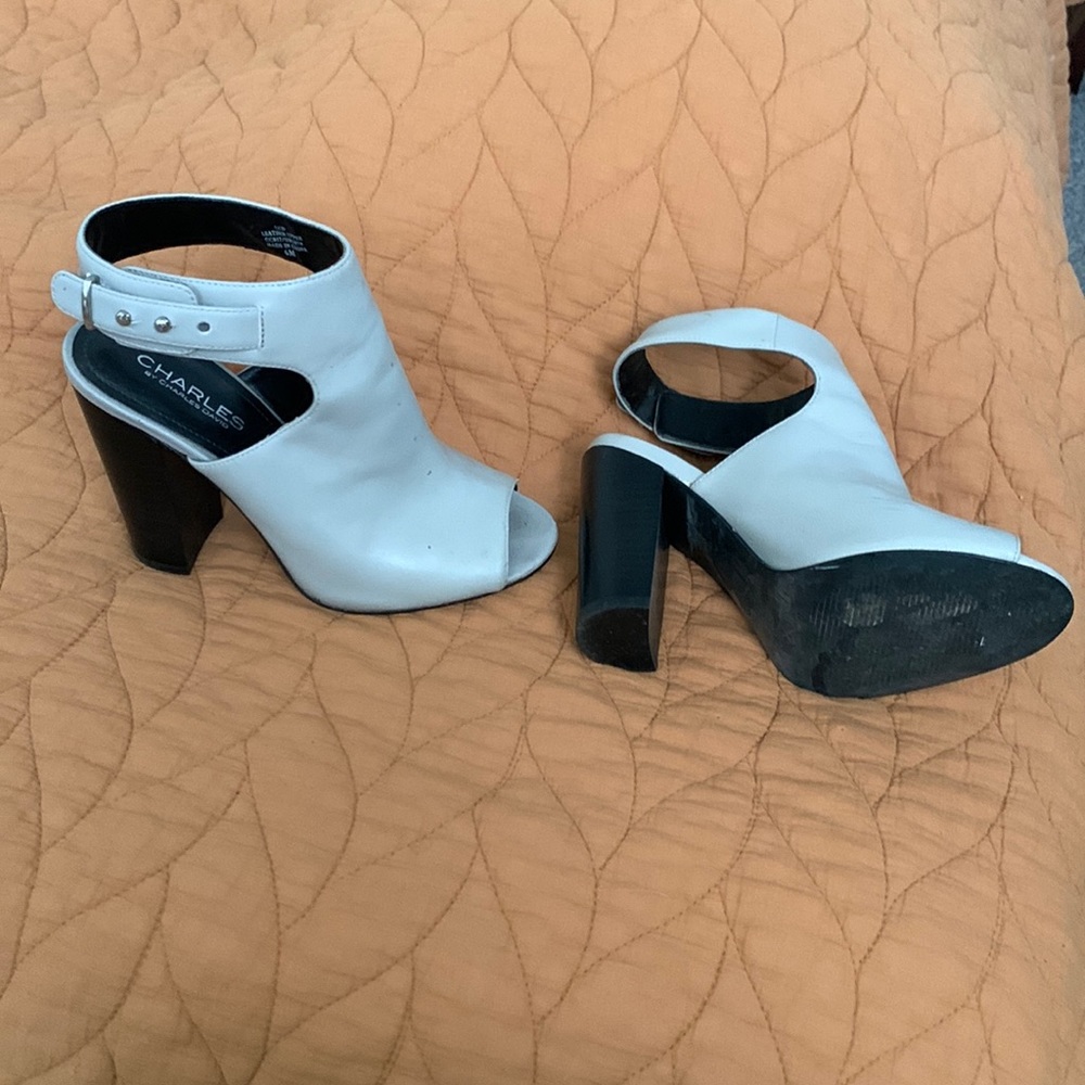 Open toe heels! Beautiful Blue/gray boot heels!
